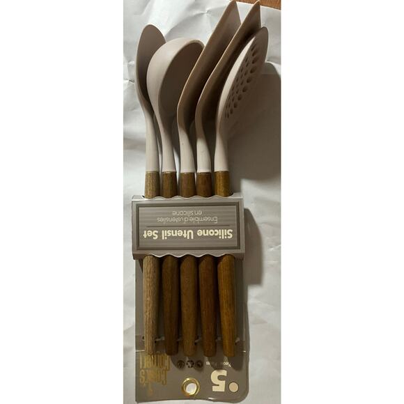 Kitchen Utensils Silicone Cooking Utensils, Nonstick With Natural Acacia Wood - Picture 3 of 13